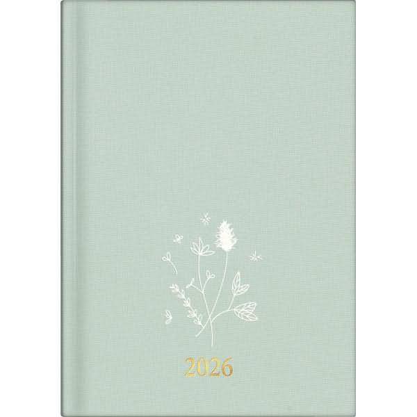 Wochenkalender Young Line 1 Woche/2 Seiten Leinen-Einband Wild Flowers mint 2026