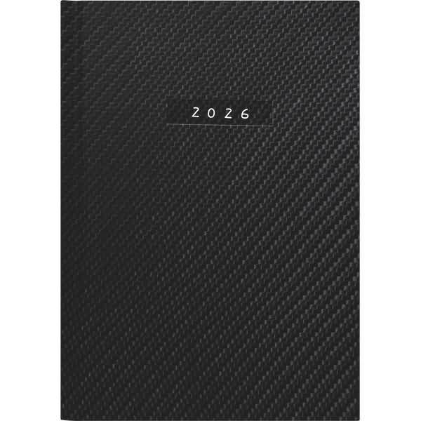 Buchkalender Chefplaner 14,5x20,6cm 1 Tag/Seite Carbon Kunstleder schwarz 2026