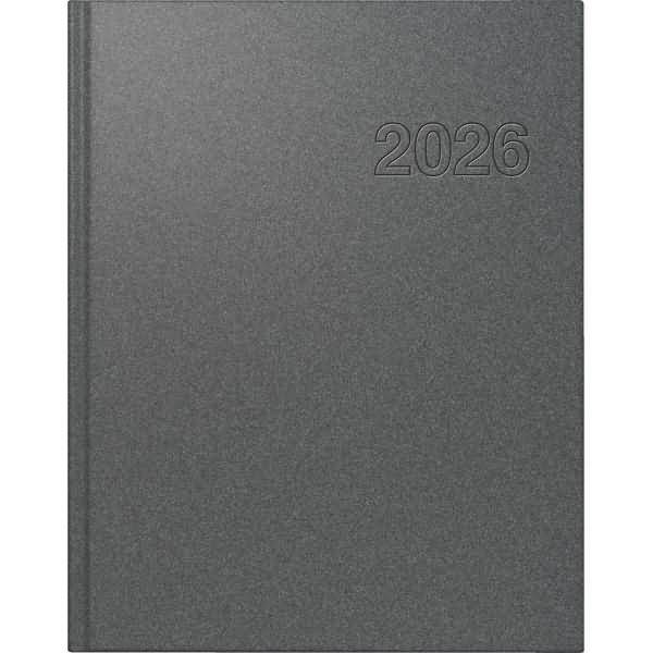 Buchkalender Chefplaner 14,5x20,6cm 1 Tag/Seite Kunststoff-Einband grau 2026