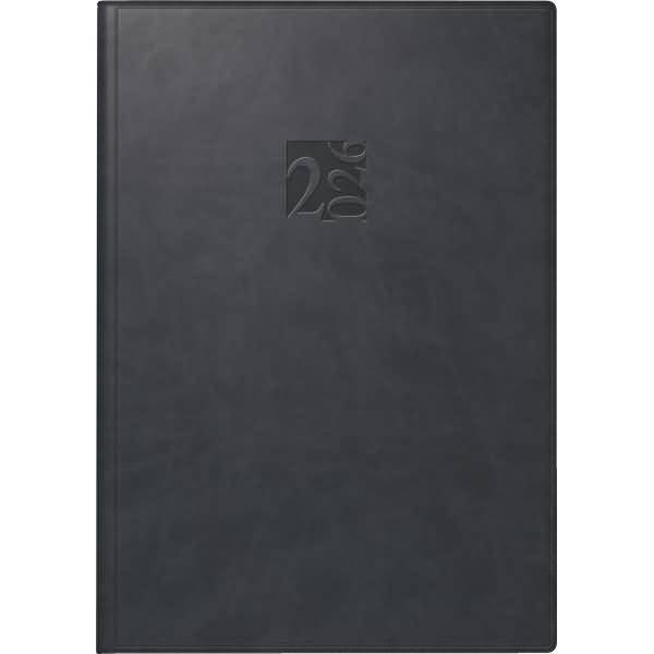 Buchkalender studioplan int. 16,8x24cm 1 Woche/2 Seiten Kunstleder schwarz 2026