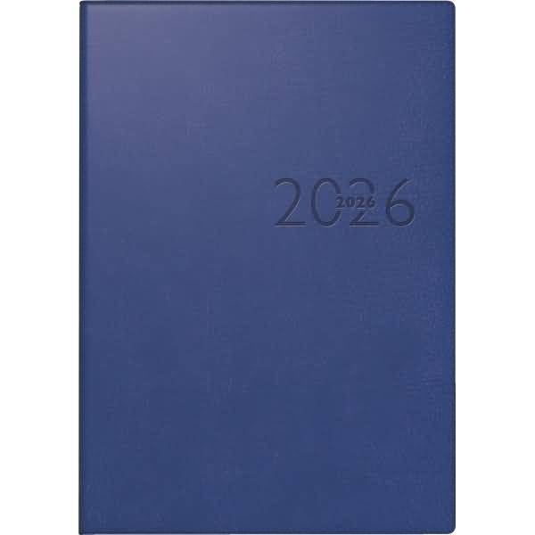 Buchkalender studioplan int. 16,8x24cm 1 Woche/2 Seiten Kunstleder Prestige blau 2026