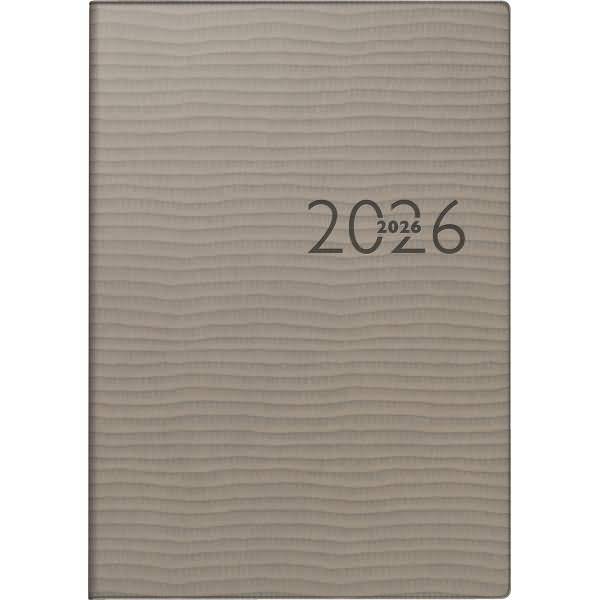 Buchkalender studioplan int. 16,8x24cm 1 Woche/2 Seiten Kunstleder-Einband Tejo grau 2026