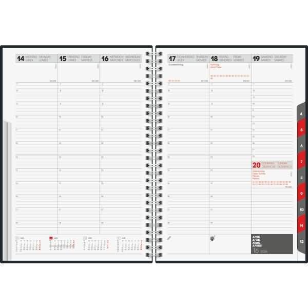 Buchkalender studioplan int. 16,8x24cm 1 Woche/2 Seiten Kunstleder Prestige blau 2026