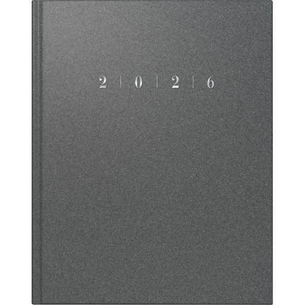 Buchkalender Managerkalender TM 20,5x26cm 1 Woche/2 Seiten Kunstleder Reflection grau 2026