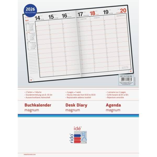 Buchkalender magnum 18,3x24cm 1 Woche/2 Seiten Kunststoff Catana dunkelgrün 2026