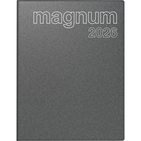 Buchkalender magnum 18,3x24cm 1 Woche/2 Seiten Kunststoff grau 2026