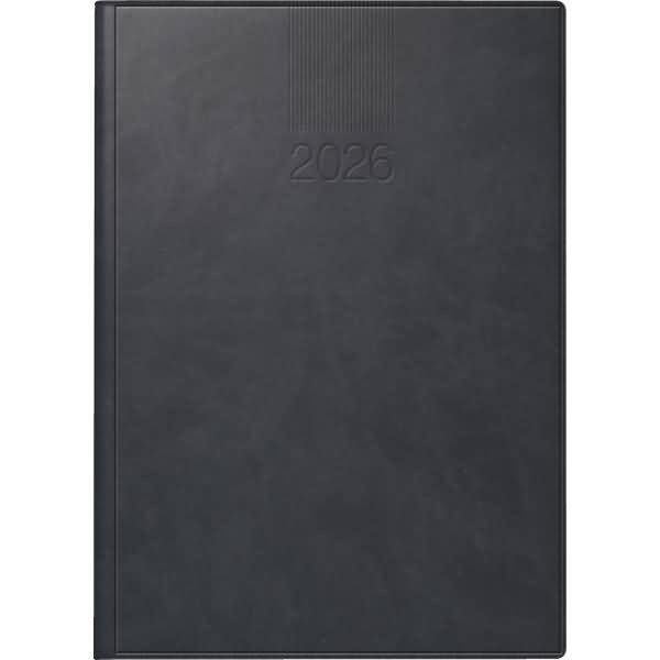 Buchkalender Roma 1 14,2x20cm 1 Tag/Seite Kunstleder schwarz 2026
