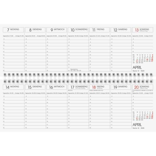 Querkalender semana 29,7x10,5cm 1 Woche/Seite Karton-Umschlag blau 2026