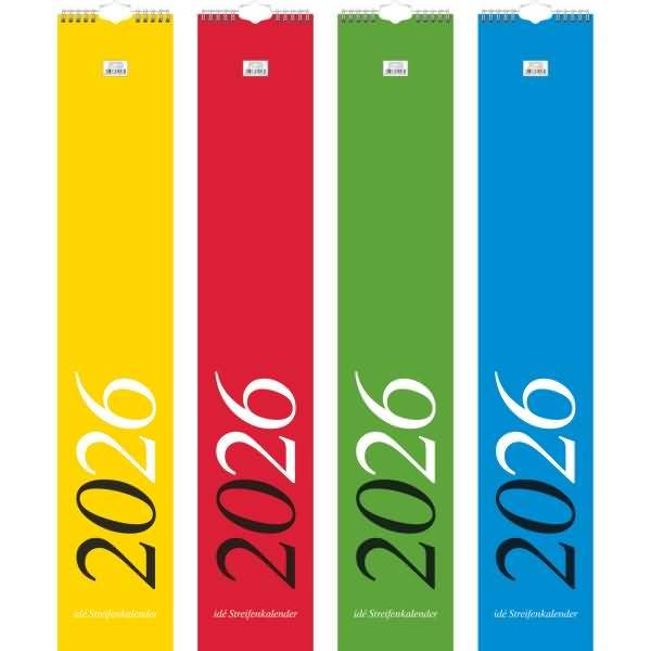 Streifenkalender 12x66cm 1 Monat/Seite 2026