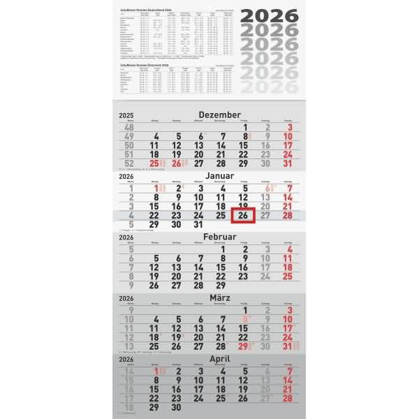 5-Monatskalender Wandkalender 30x63cm einteilig 2026