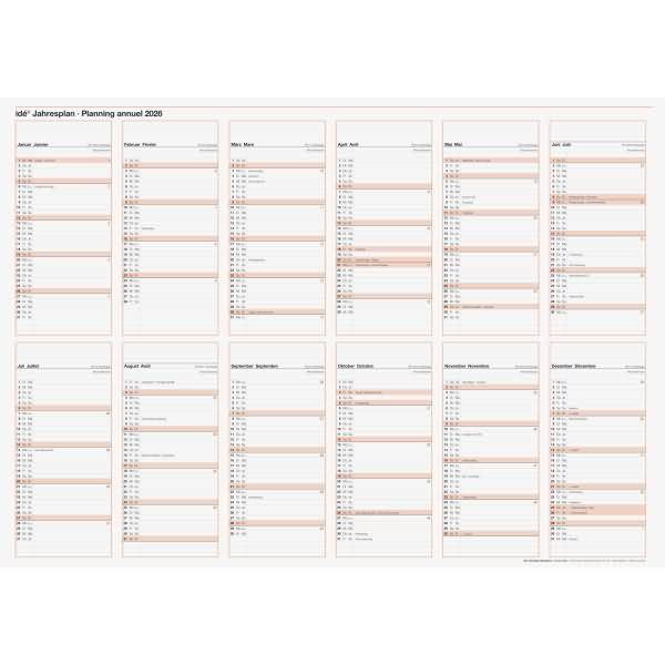 Jahresplaner 86x61cm 2026