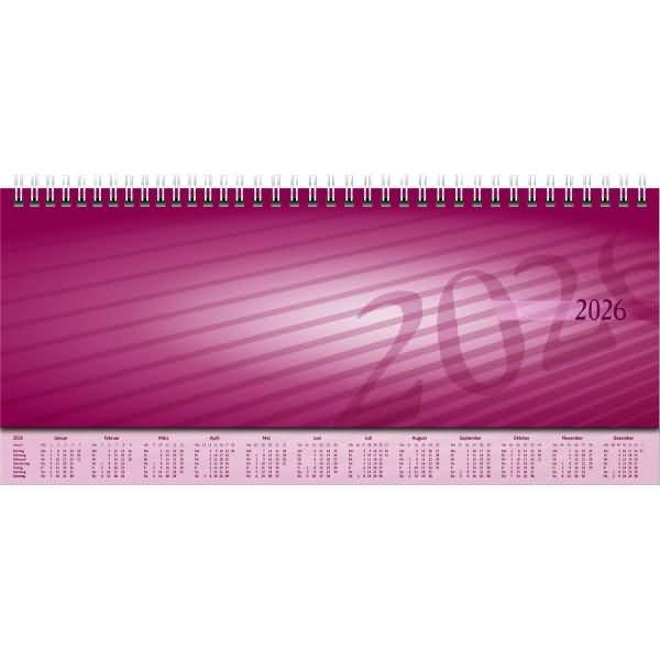 Schreibtischquerkalender Sequenz 29,7x10,5cm 1 Woche /2 Seiten rot 2026
