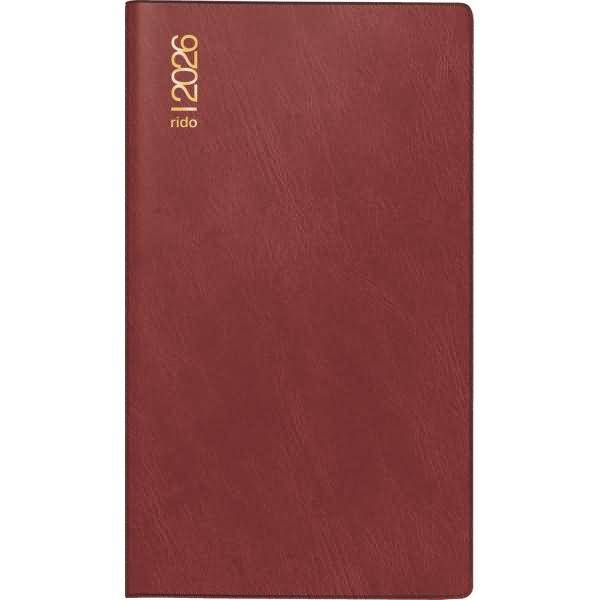 Taschenkalender Miniplaner d15 8,7x15,3cm 1 Monat/2 Seiten Schaumfolieneinband Catana weinrot 2026