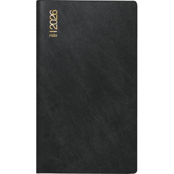 Taschenkalender Miniplaner d15 8,7x15,3cm 1 Monat/2 Seiten Kunststoff schwarz 2026