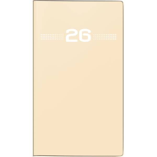 Taschenkalender Miniplaner d15 8,7x15,3cm 1 Monat/2 Seiten Kunststoff sand 2026