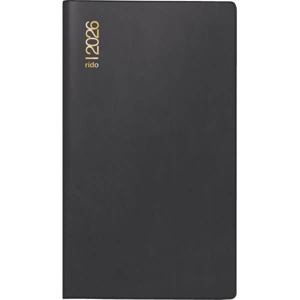 Taschenkalender Miniplaner d15 8,7x15,3cm 1 Monat/2 Seiten Kunststoff schwarz 2026