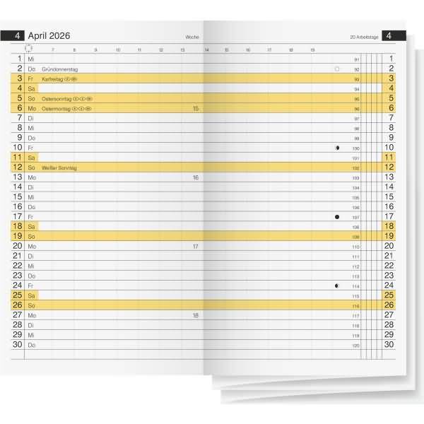 Ersatzkalendarium Miniplaner d15 8,7x15,3cm 1 Monat/2 Seiten 2026