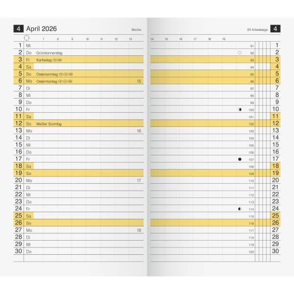 Ersatzkalendarium M-planer 8,7x15,3cm 1 Monat/2 Seiten 2026