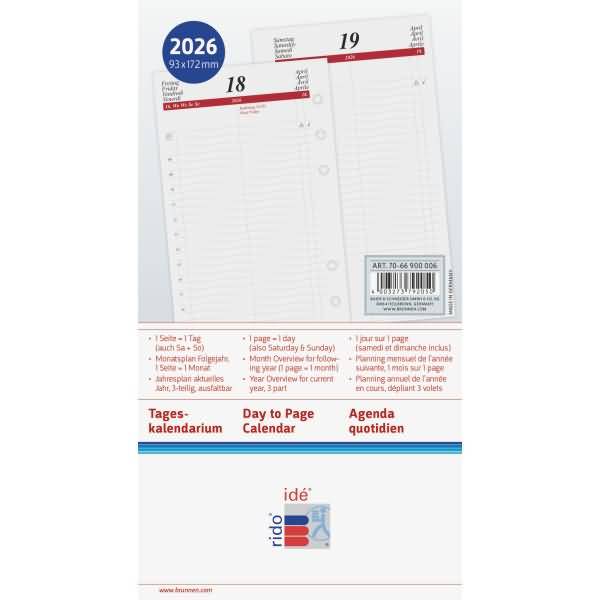 Tageskalendarium Timing 2 1 Tag/Seite 9,3x17,2cm 2026