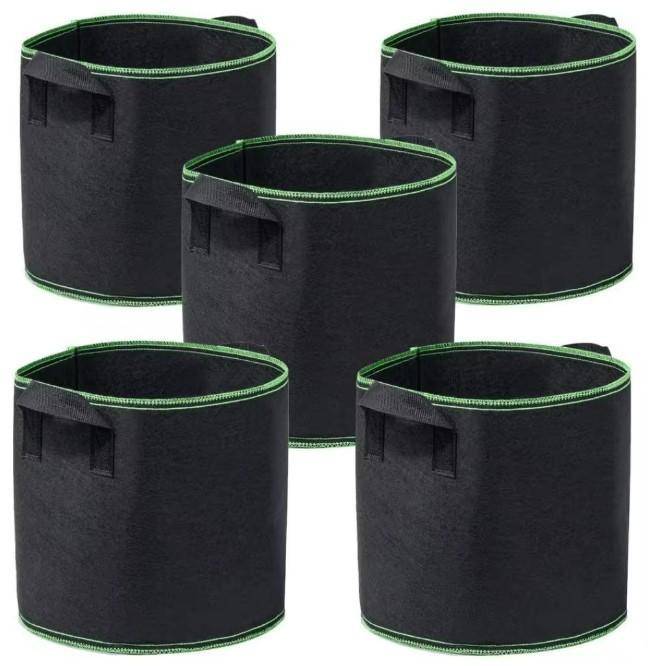 BerryBase Grow Bags, Stoff-Pflanzkübel / Pflanzsack aus Vlies, 40x30, 5er Pack, 38 L