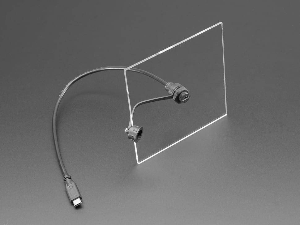 Adafruit USB-C Panel Mount Verlängerungskabel, rund mit Gewinde und Schutzkappe, 30cm