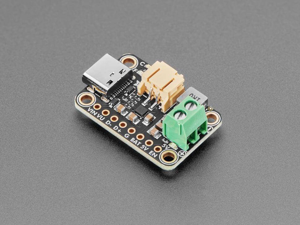 Adafruit bq25185 Ladegerät/Spannungswandler für Akkus ab 500mAh, JST PH-2 Pin, USB/DC/Solar, 5V, 1A