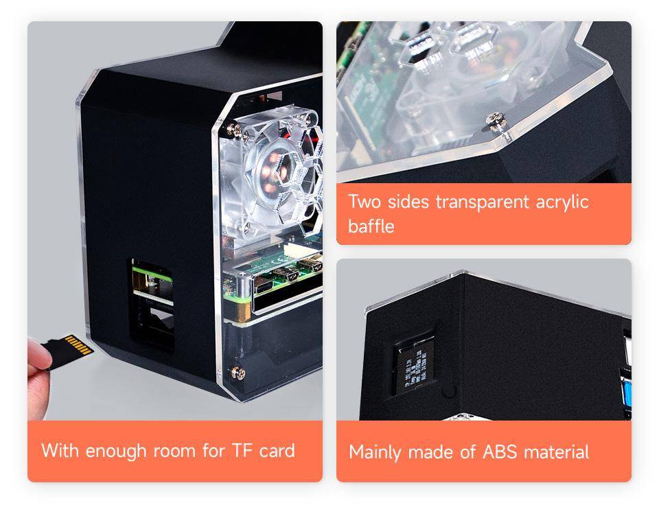 Waveshare Mini Tower NAS Kit für Raspberry Pi 4B, M.2 SATA SSD Erweiterung, OLED Display, ICE Tower