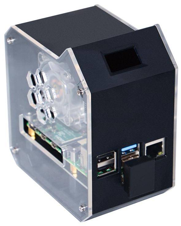 Waveshare Mini Tower NAS Kit für Raspberry Pi 4B, M.2 SATA SSD Erweiterung, OLED Display, ICE Tower