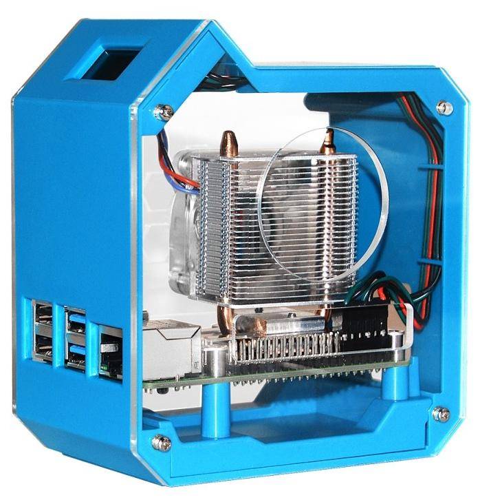 Waveshare Mini Tower Gehäuse Kit für Raspberry Pi 4B, ICE Tower Kühler, OLED Display, RGB-LED