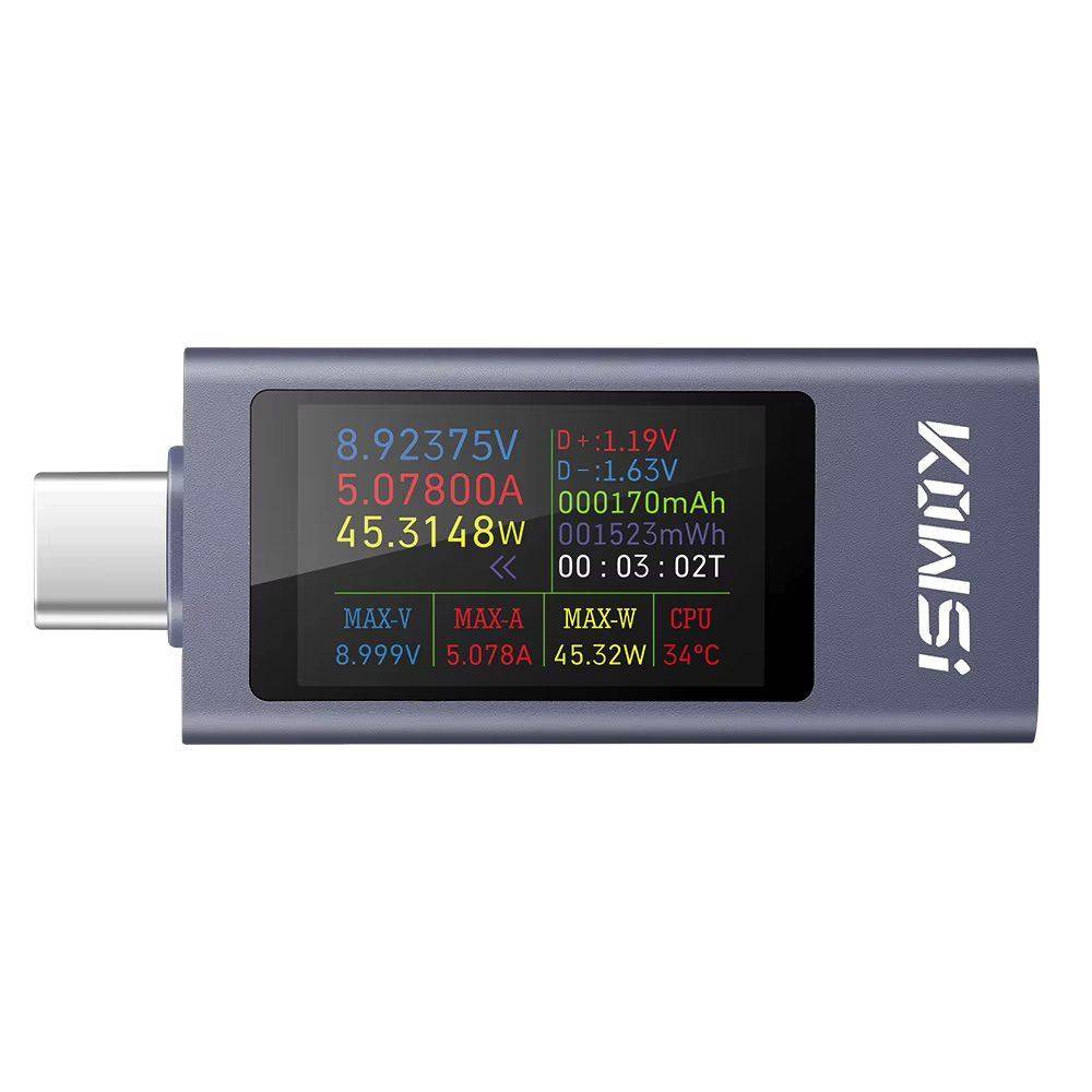 USB Tester KWS-2303C für USB-C, 4-30V, 12A, OLED Display, Metallgehäuse