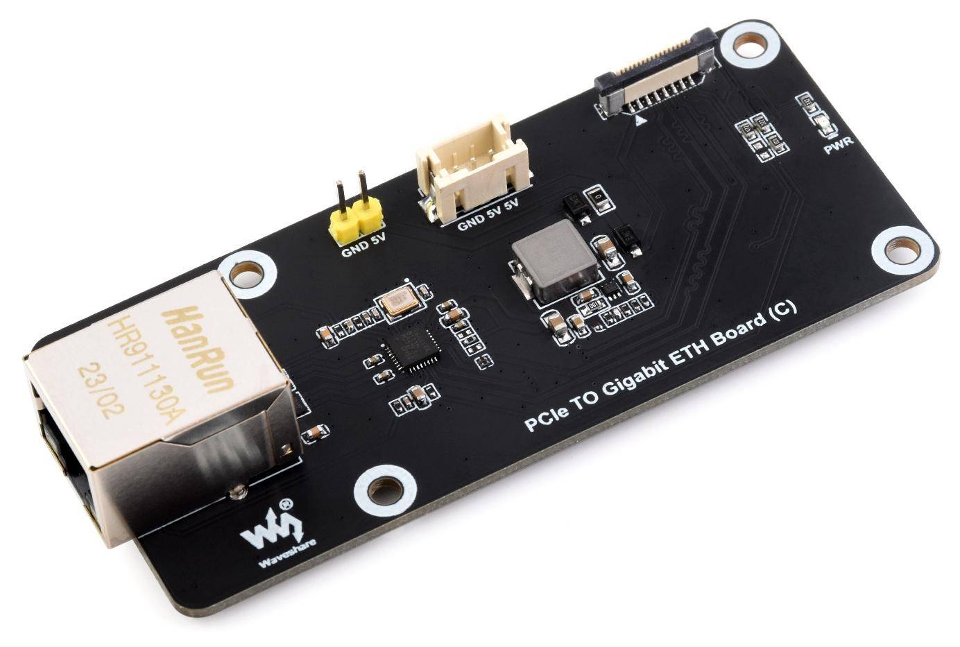 Waveshare RTL8111H PCIe to Gigabit ETH Board (C) für Raspberry Pi 5, bis 1000 Mbps, PCIe x1 Gen2, 5V