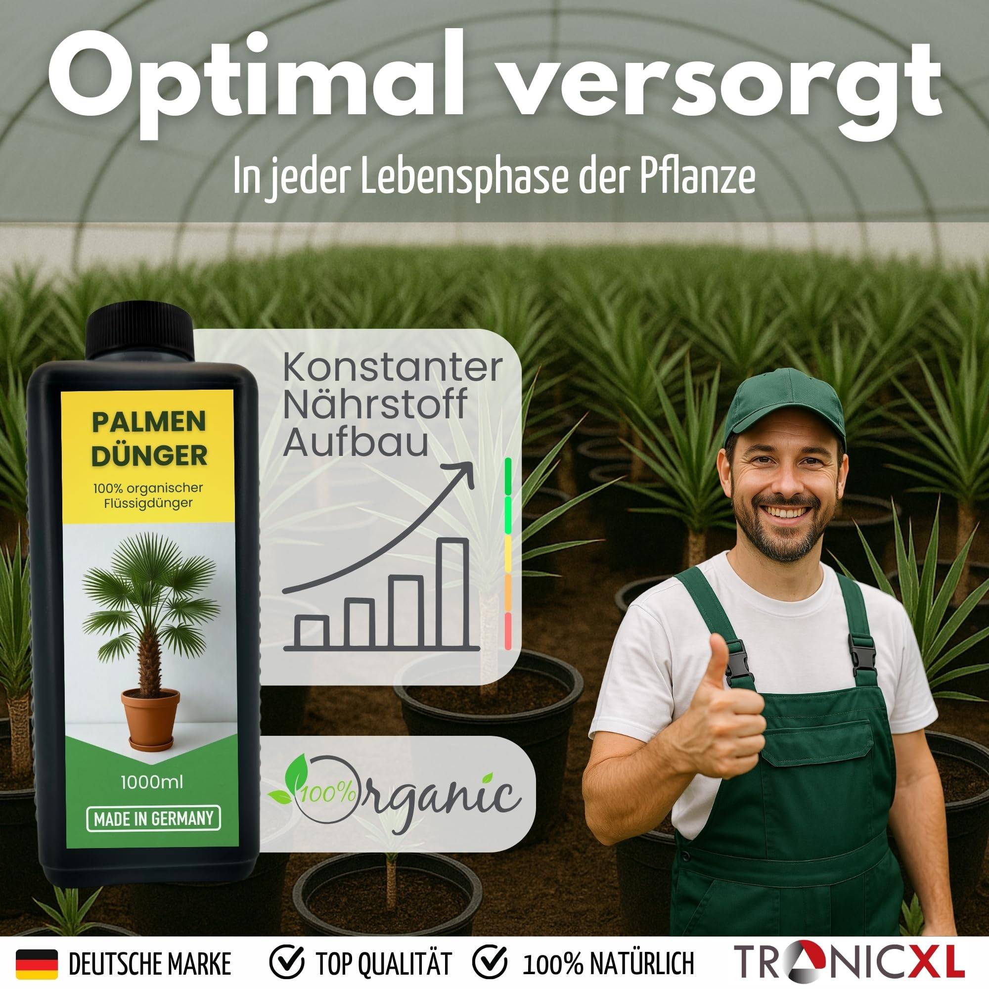 5x 1L Natürlicher Hanfpalmendünger 5L Dünger Palmendünger 5 Liter Flüssigdünger für drinen und draußen Außen Pflanzendünger Pflanzenstärkun
