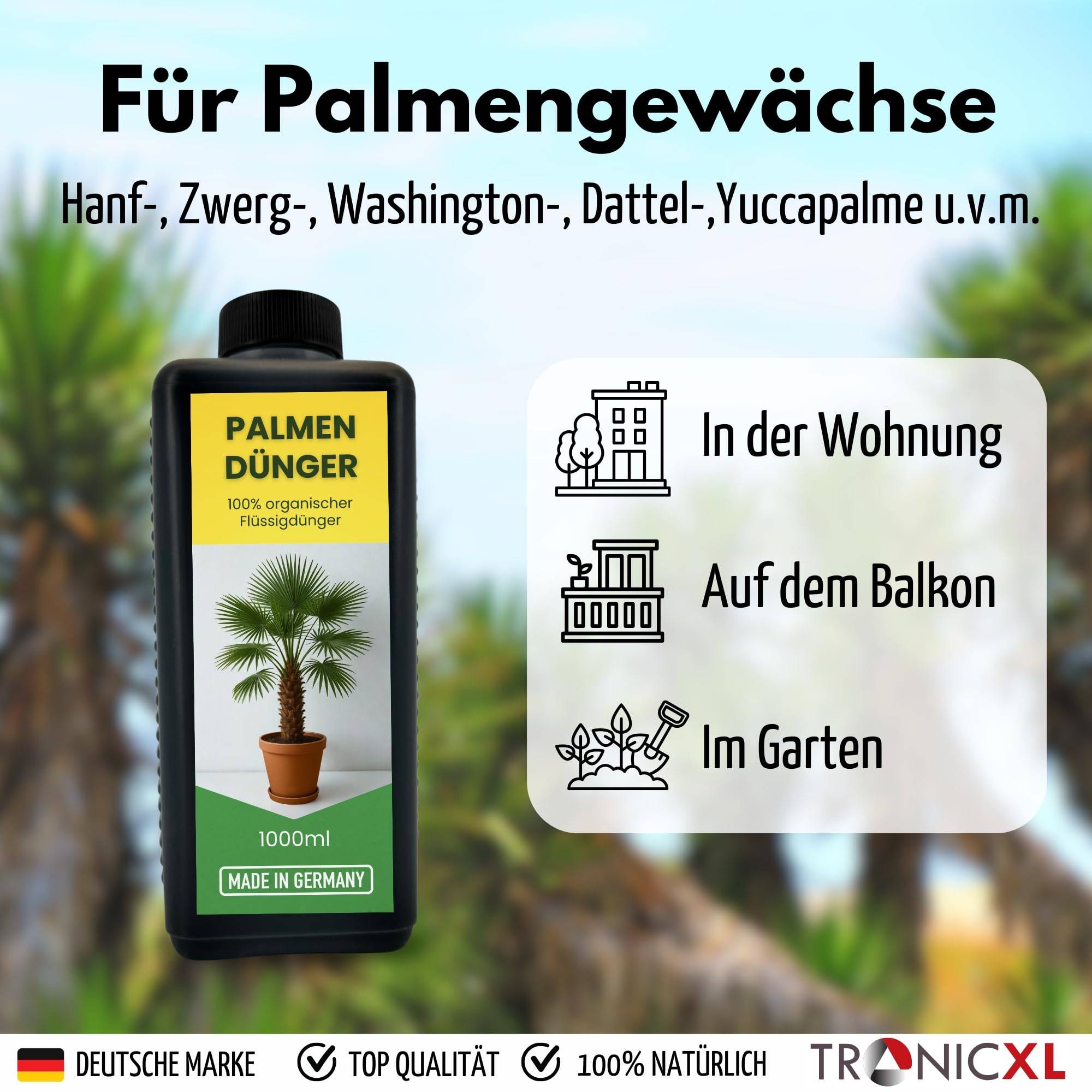 5x 1L Natürlicher Hanfpalmendünger 5L Dünger Palmendünger 5 Liter Flüssigdünger für drinen und draußen Außen Pflanzendünger Pflanzenstärkun
