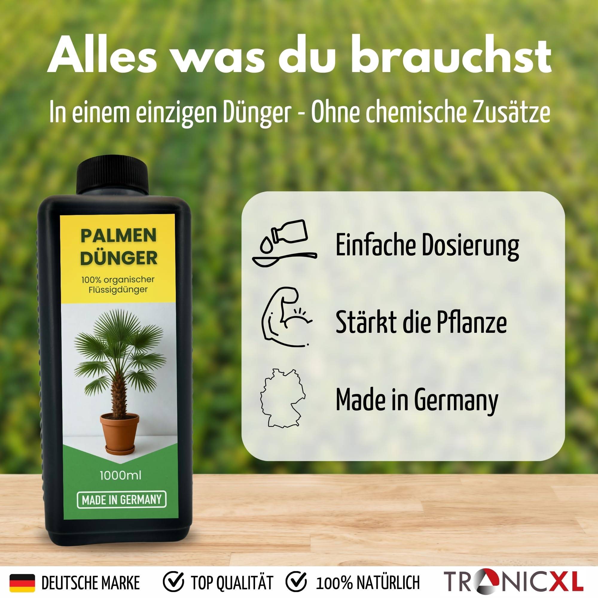 5x 1L Natürlicher Hanfpalmendünger 5L Dünger Palmendünger 5 Liter Flüssigdünger für drinen und draußen Außen Pflanzendünger Pflanzenstärkun