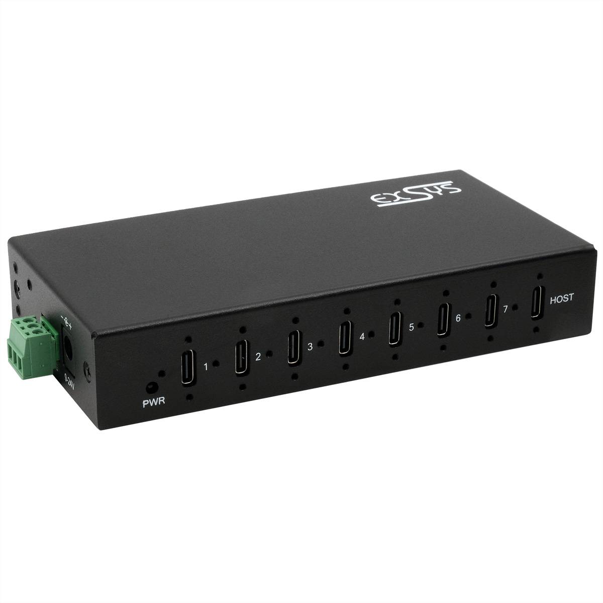 EXSYS EX-12277HMS 7-Port USB 3.2 Gen 2 Metall HUB, mit 7x C-Anschlüsse Eingabe / Ausgabe und Hubs