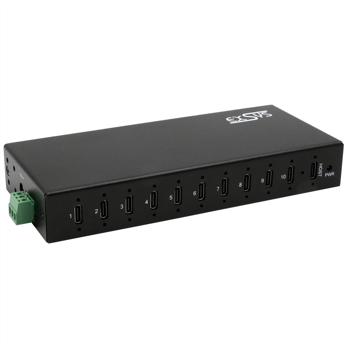 EXSYS EX-12270HMS 10-Port USB 3.2 Gen 2 Metall HUB, mit 10x C-Anschlüsse Industrial Networking USB