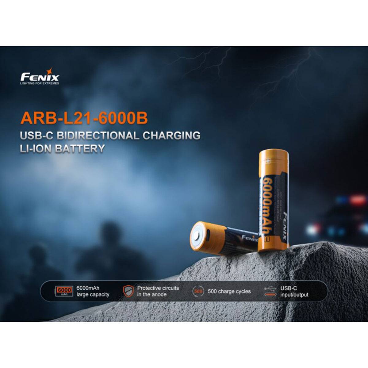Fenix ARB-L21-6000B 21700 3,6V - Li-Ion Akku 6000mAh mit USB-Anschluss