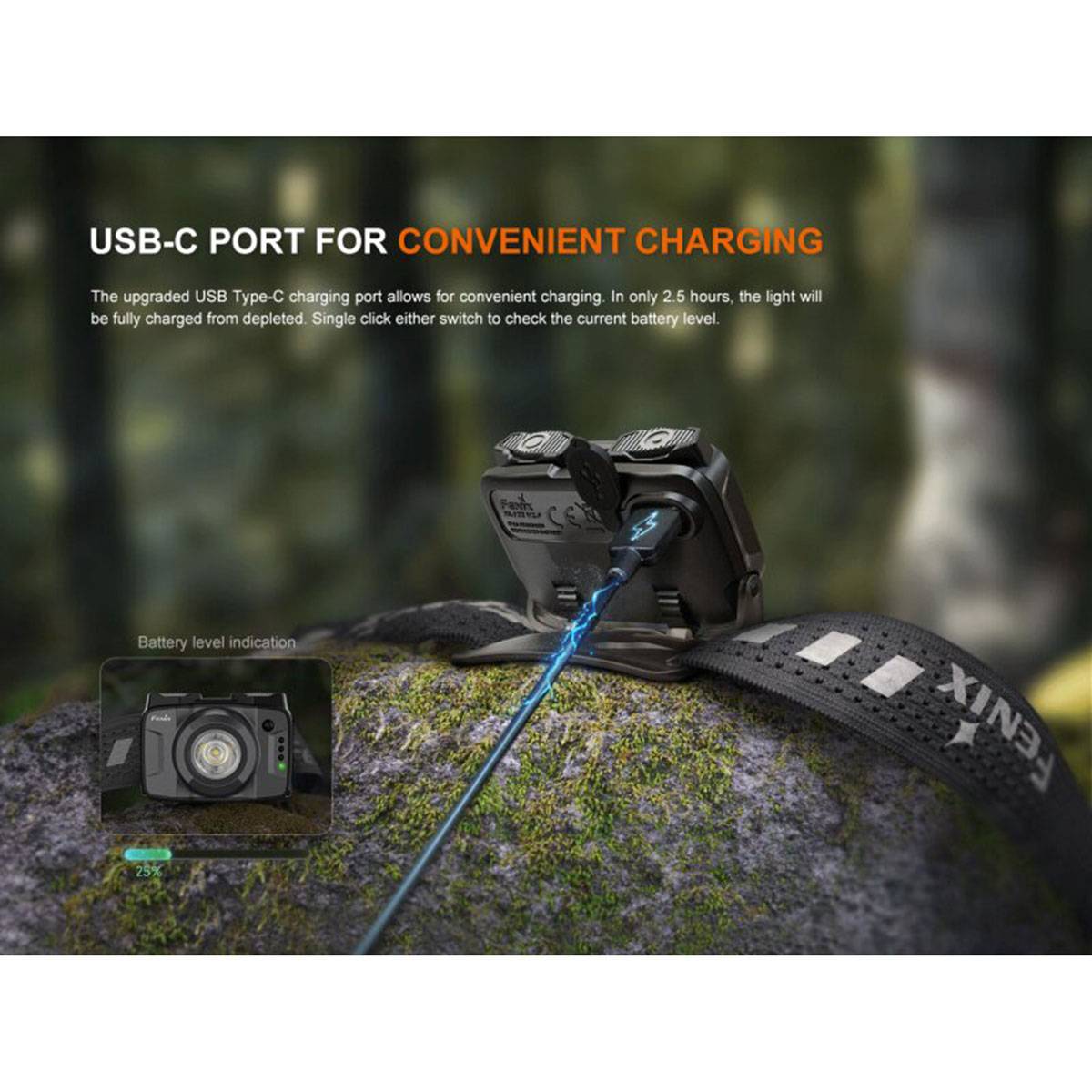 Fenix HL12R V2.0 LED Stirnlampe 500 Lumen - Grau