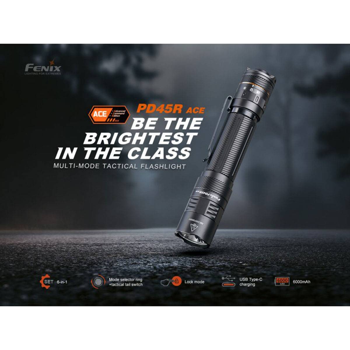Fenix PD45R ACE 3200 Lumen Taschenlampe - Schwarz