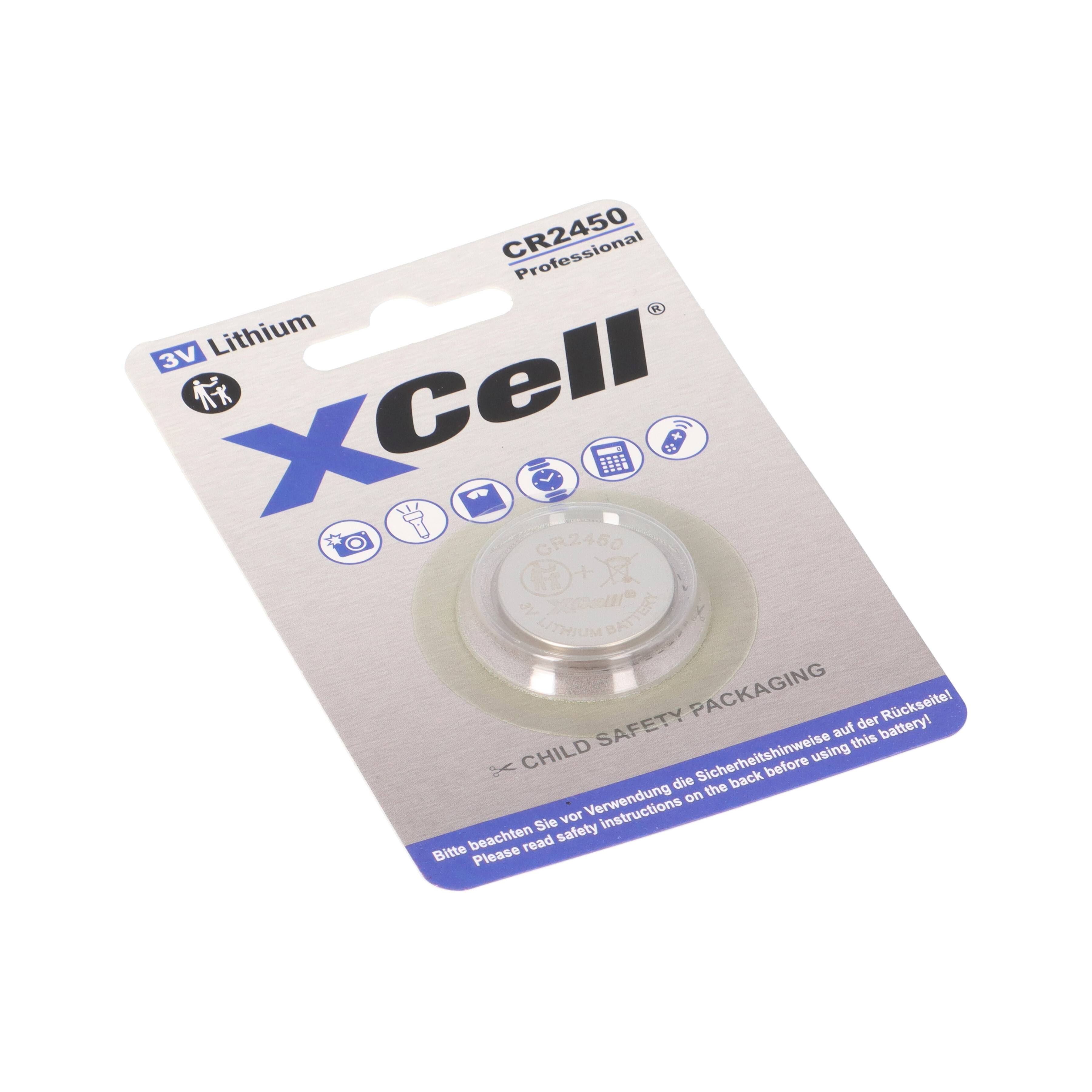 10x XCell CR2450 Lithium-Knopfzelle 3V – 1er Blister