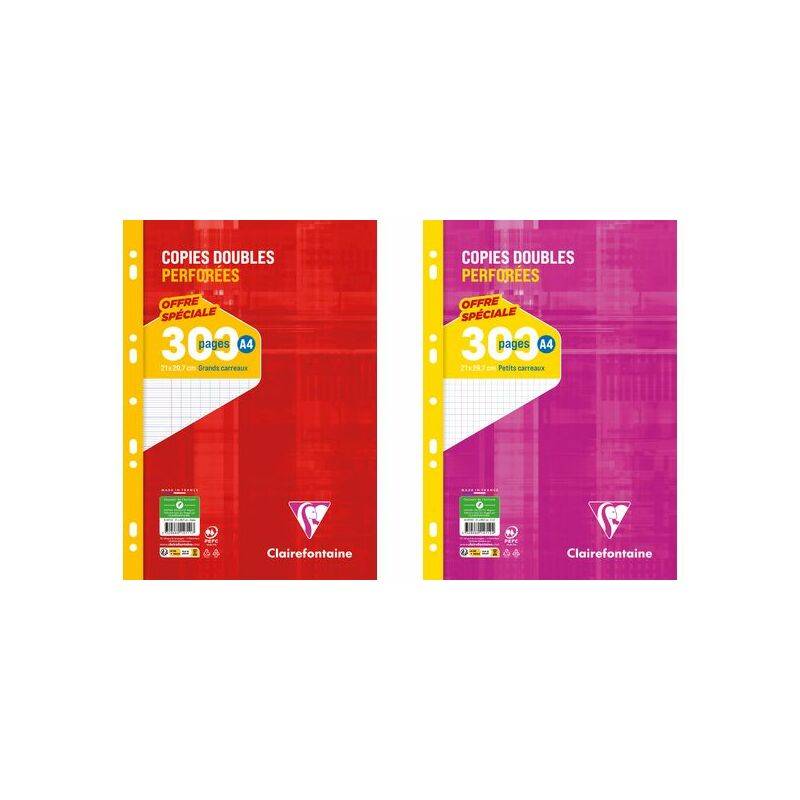 Clairefontaine Copies doubles perforées, A4, quadrillé 5x5