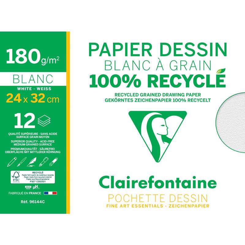 Clairefontaine Zeichenpapier Recycling "Blanc à Grain"