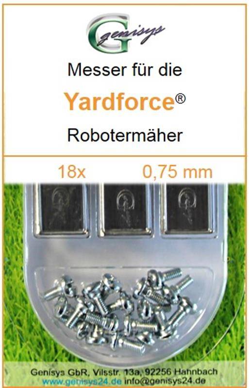 Genisys 18 Ersatz-Messer kompatibel mit Yard force SA SC LUV X NX Amiro MowBest EasyMow Compact - Edelstahl Qualitäts-Klingen 0,75mm- LongLife
