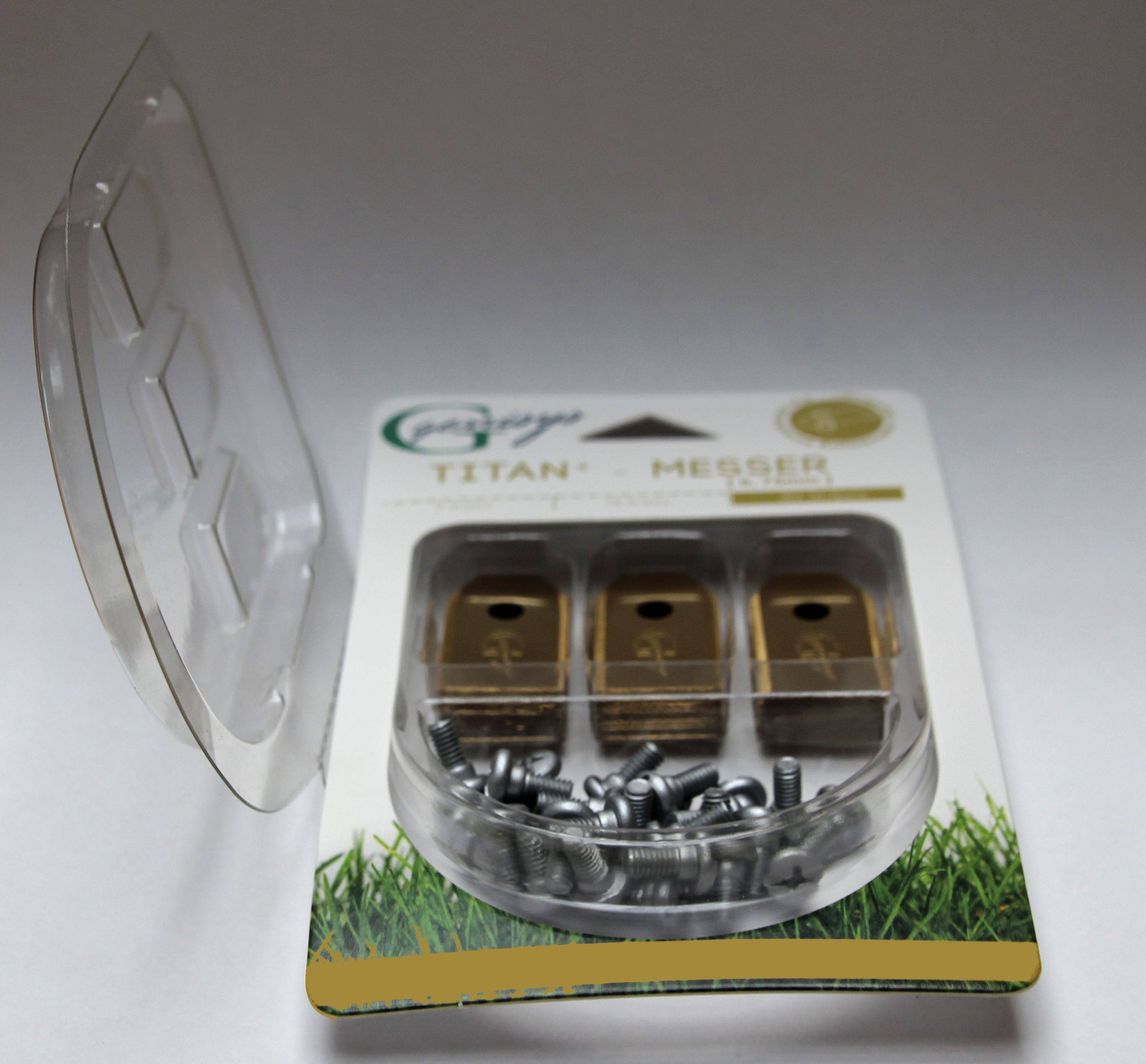 30x TITAN Ersatz Messer Klingen kompatibel mit Gardena Mähroboter (NEUE FORM HQ 2018 - longlife - 0,60 mm) + 30x ELOX Schrauben [DIN EN 50636 geprüf