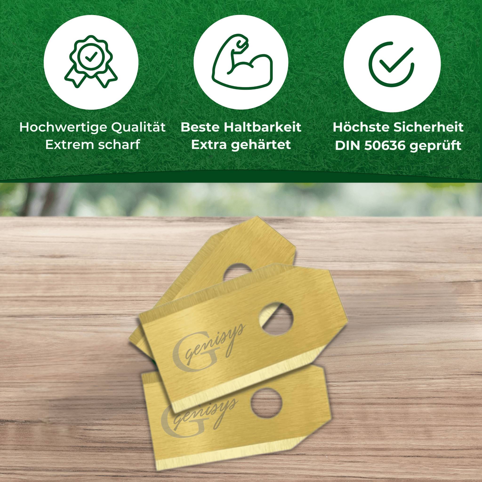 Genisys Titan Ersatz Messer kompatibel mit Gardena Mähroboter Sileno Klingen - LongLife - bruchsicher [DIN EN 50636 geprüft],9,Stück