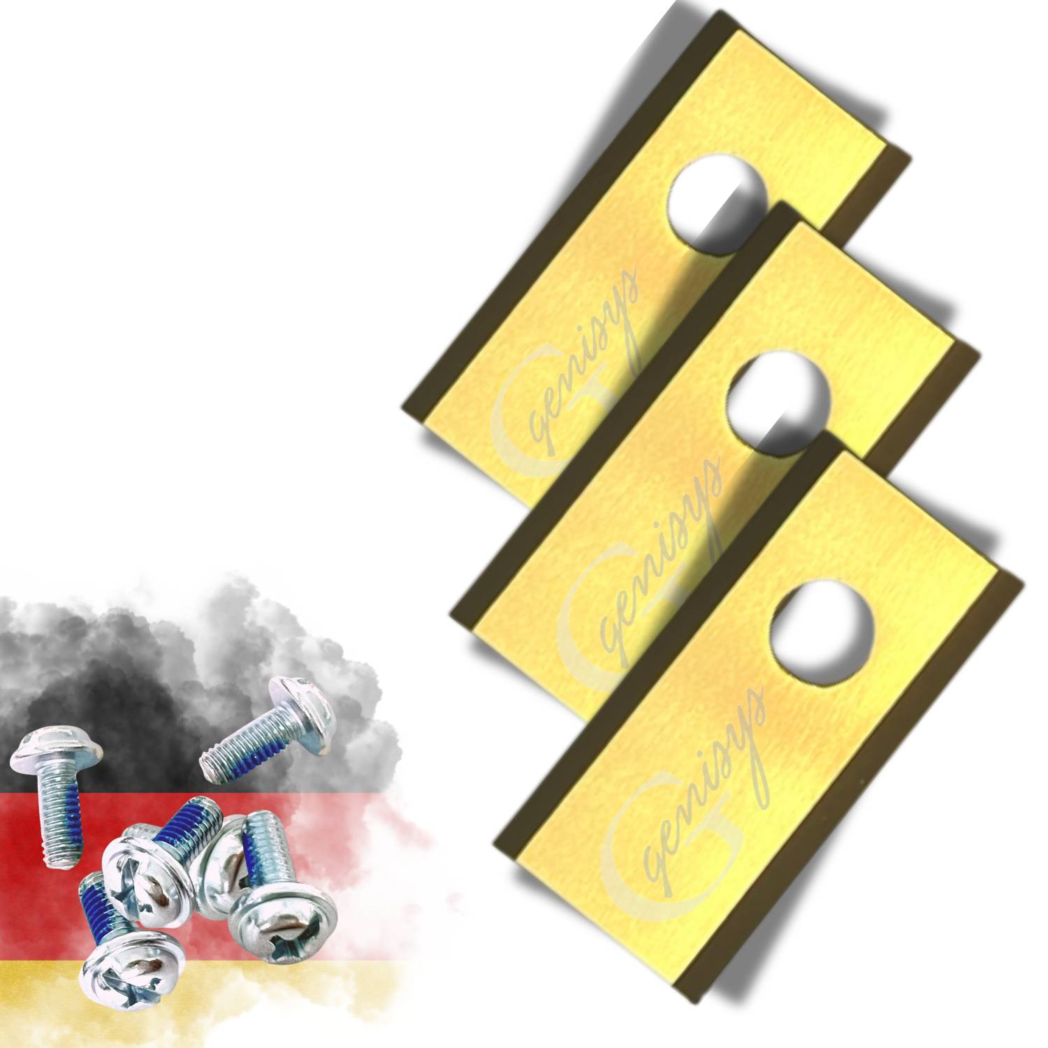 Genisys Titan Ersatz Messer Klingen kompatibel mit LawnMaster OcuMow VBRM16 Mähroboter - LongLife - 1-Loch bruchsicher [DIN EN 50636 geprüft],9,Stü