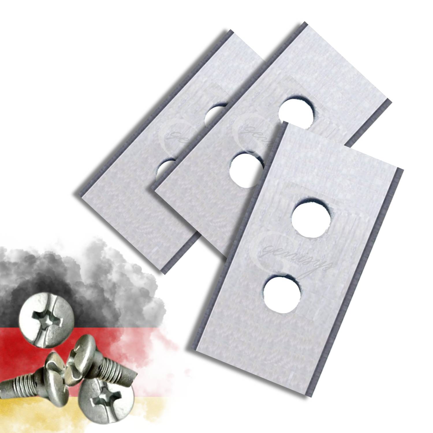 Genisys Ersatz Messer kompatibel mit MAMMOTION LUBA und kompatibel mit YUKA Mähroboter Klingen - Doppel-Loch - LongLife - bruchsicher [DIN EN 50636