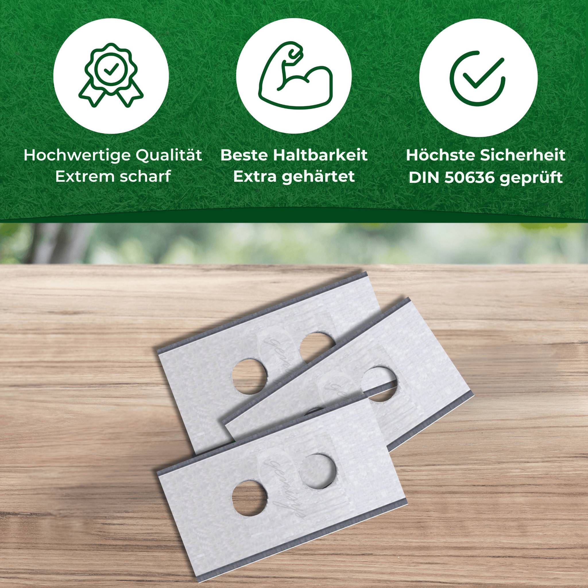 Genisys Ersatz Messer kompatibel mit MAMMOTION LUBA und kompatibel mit YUKA Mähroboter Klingen - Doppel-Loch - LongLife - bruchsicher [DIN EN 50636
