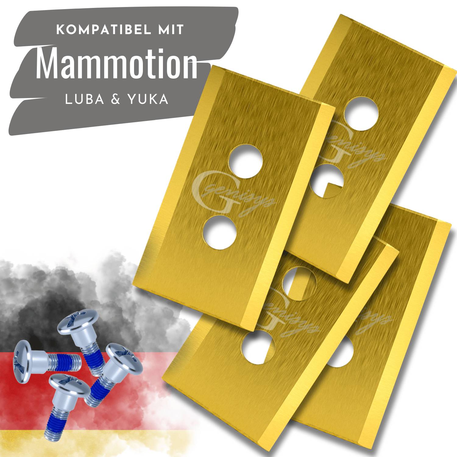 Genisys Titan Ersatz Messer kompatibel mit MAMMOTION LUBA und kompatibel mit YUKA Mähroboter Klingen - Doppel-Loch - LongLife - bruchsicher [DIN EN