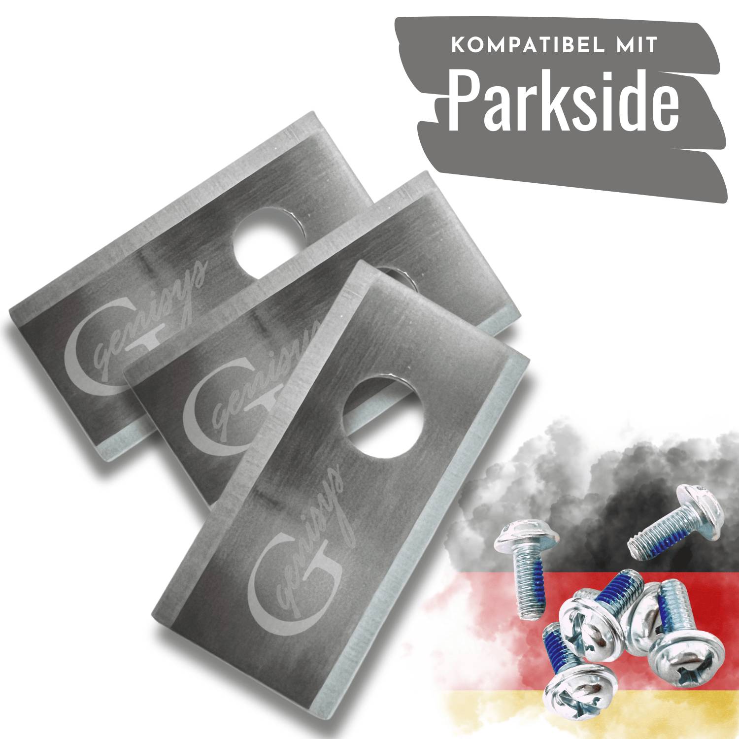 Genisys Edelstahl Messer Klingen kompatibel für PARKSIDE Smart Mähroboter PMRA PMRDA - LongLife - 1-Loch bruchsicher [DIN EN 50636 geprüft] - mit